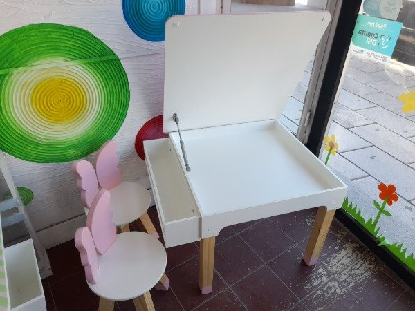 Producto - MESA GUARDAUTILES MARIPOSA/CONEJO CON CAJON LATERAL - 1