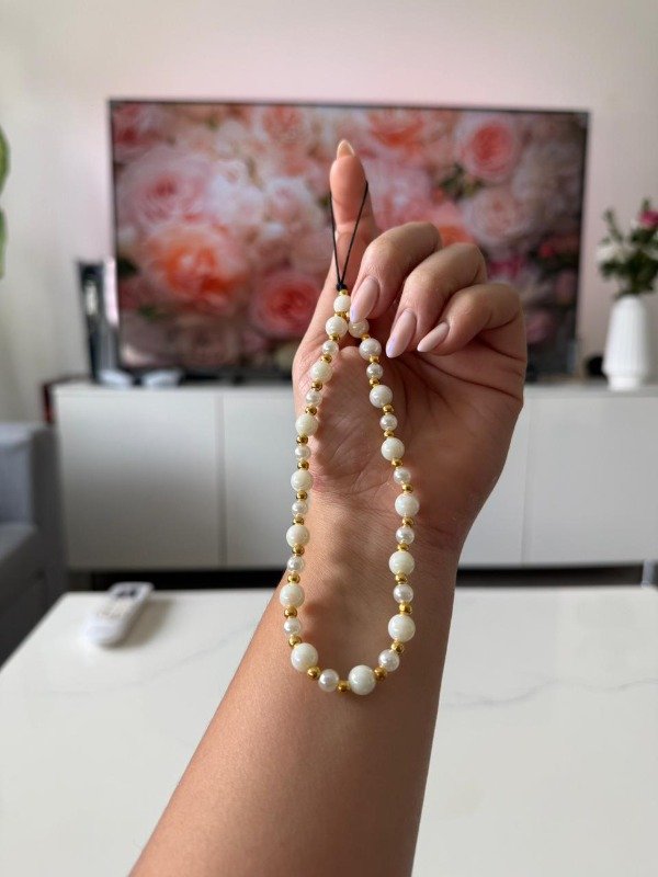 Producto - CORREA PERLAS BLANCA Y DORADAS