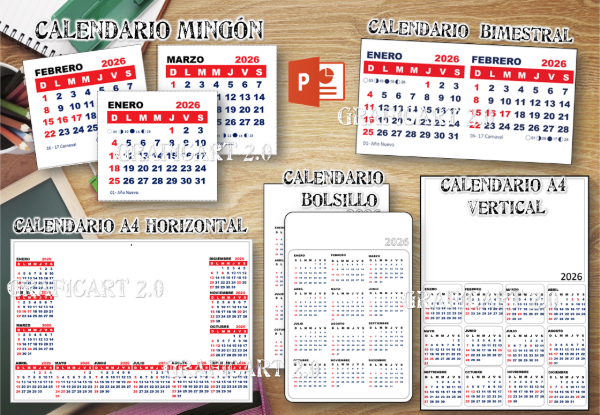 Producto - PACK DIGITAL DE MOLDES DE CALENDARIOS 2026 PARA EDITAR A TU GUSTO