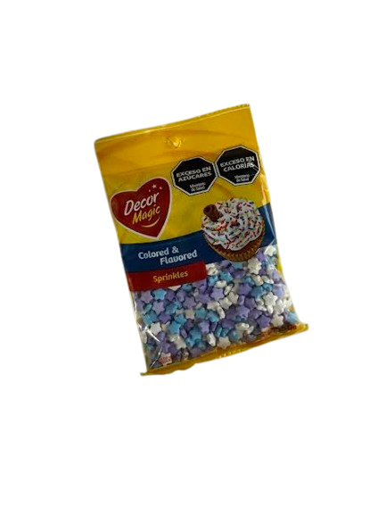 Producto - Sprinkle Decor Magic estrellas celeste, lila y blanco x50gr
