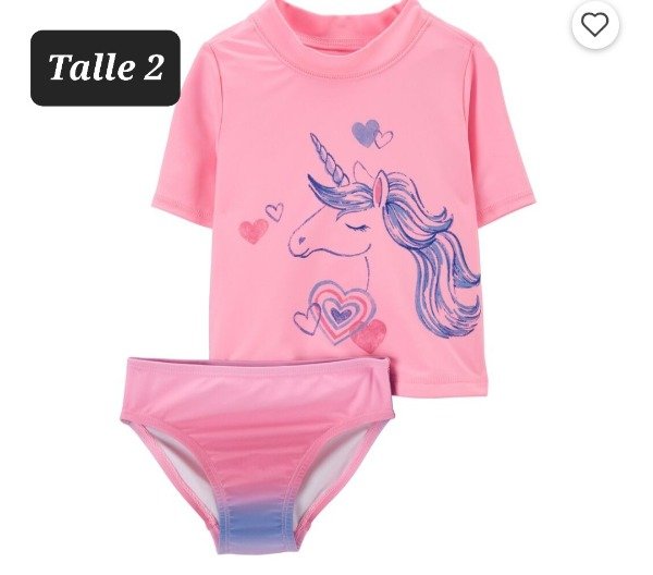 Traje de baño Carters con remera  uv talle 2  unicornio