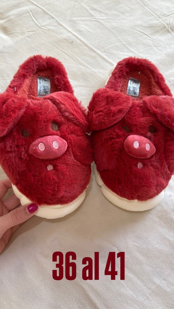 Producto - Pantuflas chanchi rojas