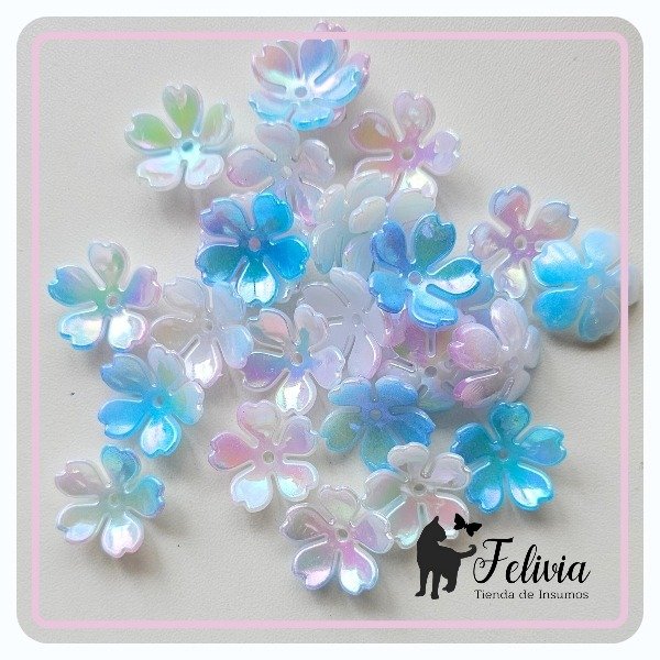 Producto - Flor Sakura pasante x 25u. Celeste