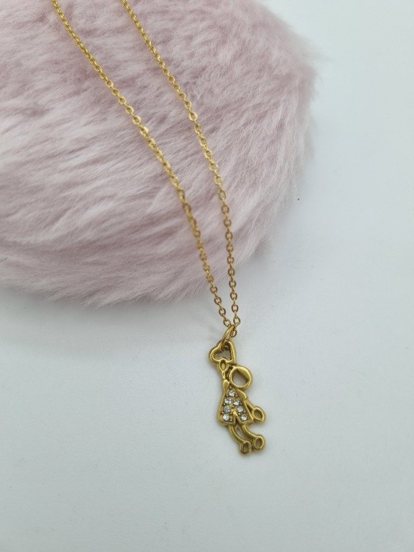 Producto - Cadena acero dorado dije nene/nena strass colg