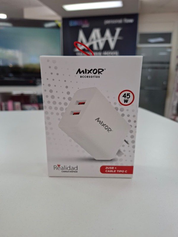 Producto - Cargador 45W 2 USB + Cable Tipo C Mixor MODM-009