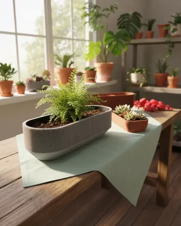 Producto - Maceta Japandi con Autorriego / Maceta de diseño para interior