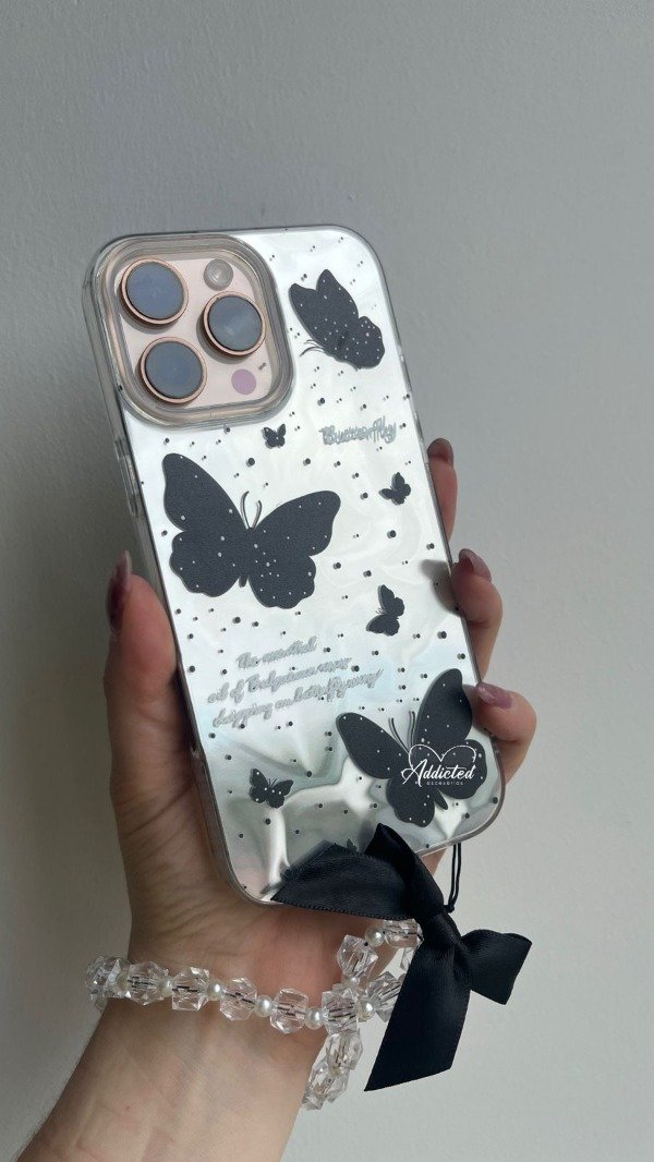 Producto - Case holografica mariposas + strap