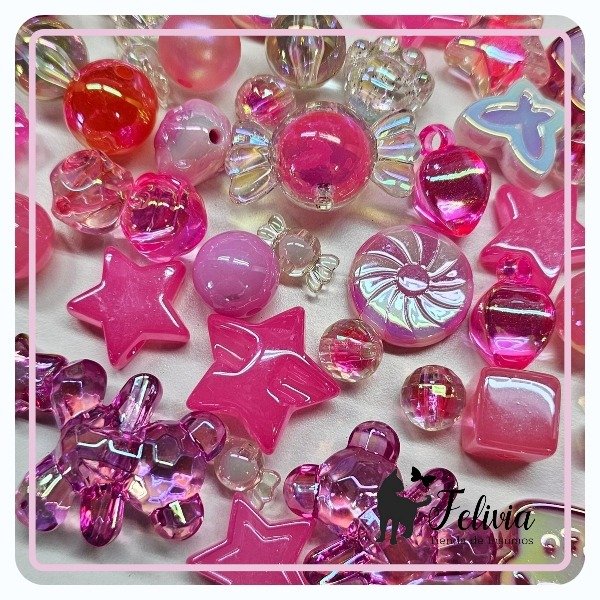 Producto - Cuentas de acrílico Mix. Fucsia x 50 gr.