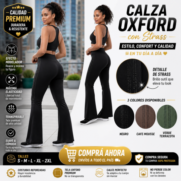 Producto - Calza Oxford Adidas Con Strass Mujer Negra Calidad Premium