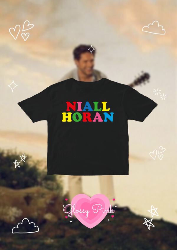 Baby tee negra Niall Horan multicolor algodón