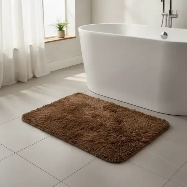 Producto - Alfombra de baño antideslizante pelo largo/Chocolate