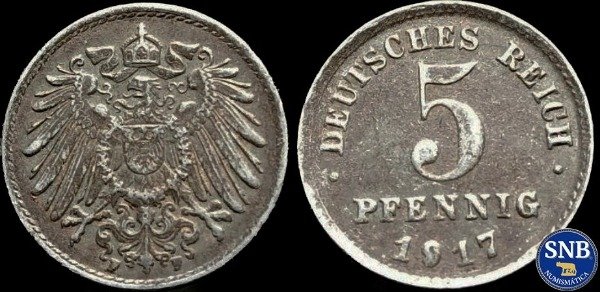 Producto - Imperio Alemán - 5 Pfennig (1917 F) KM #19 [VF]