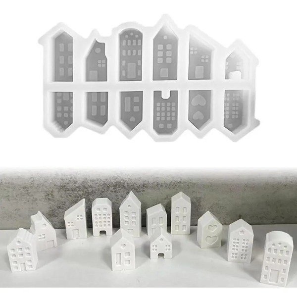 Producto - Molde silicona x12 mini casitas y edificios - 4