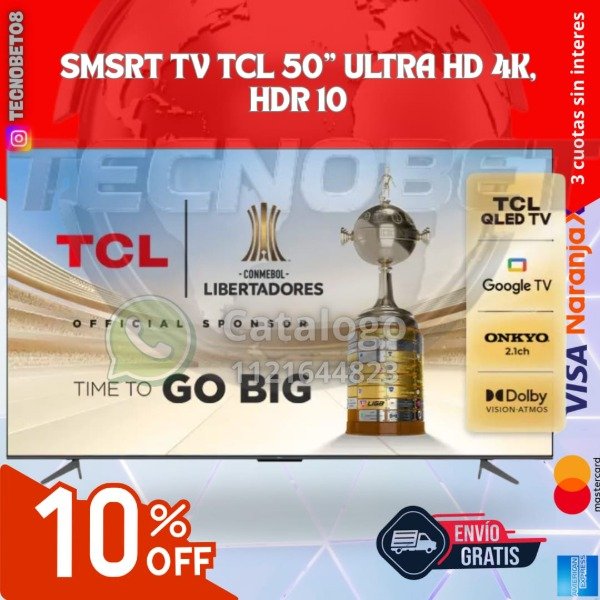 Producto - SMART TV TCL 50" ULTRA HD 4K, HDR 10