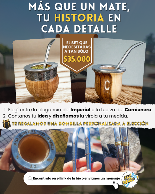 Producto - SET PERSONALIZADO - MATE ALGARROBO + BOMBILLA DE REGALO