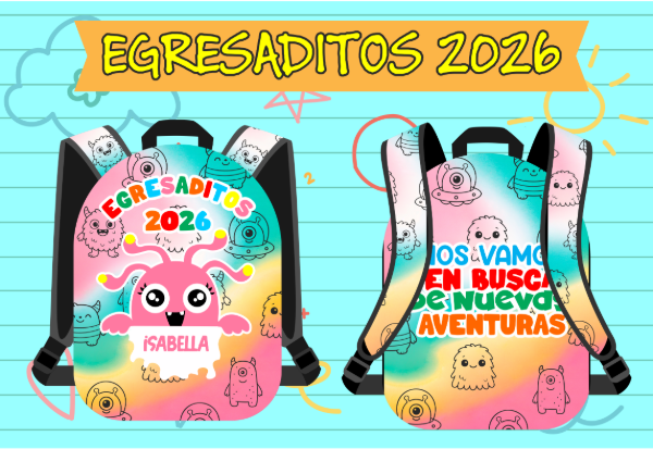 Producto - Plantillas mochila Egresaditos moustrito color