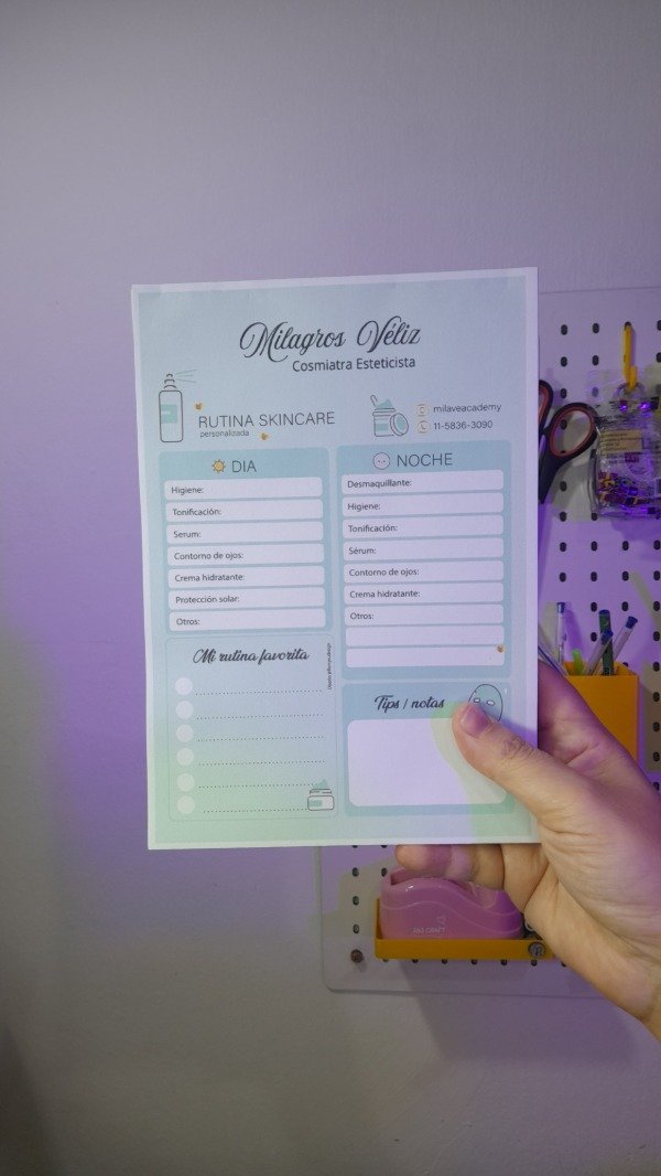 Producto - Talonario rutina skincare personalizado con logo y colores