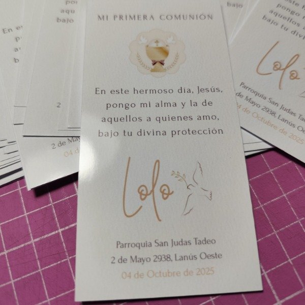Producto - Tarjetas Personalizadas para Comunión/Bautismo - 6