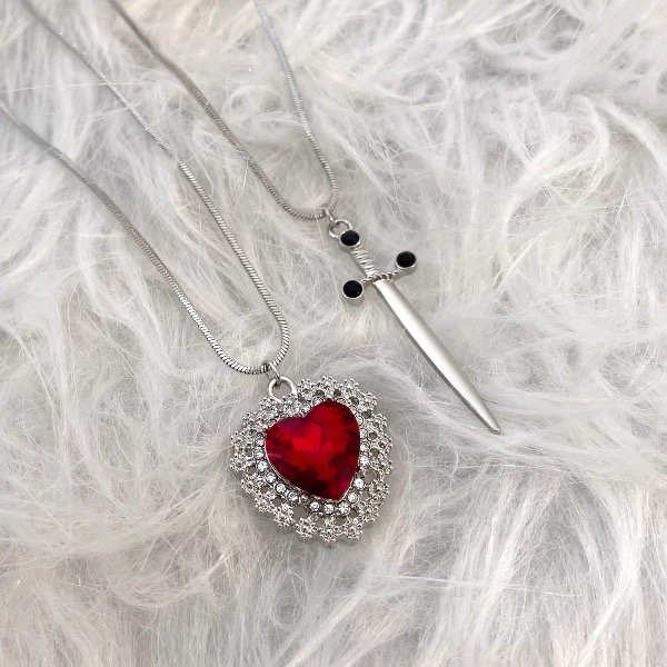 Producto - Collares Corazon y Espada (Acero) (Rosa/Rojo/Blanco)