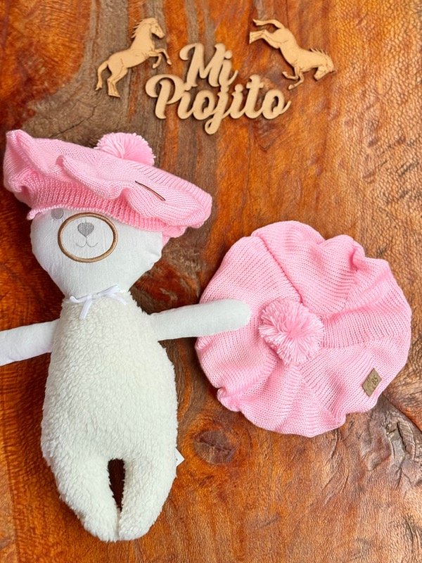 Producto - Boina Hilo Rosa Bebé Pompón - 0