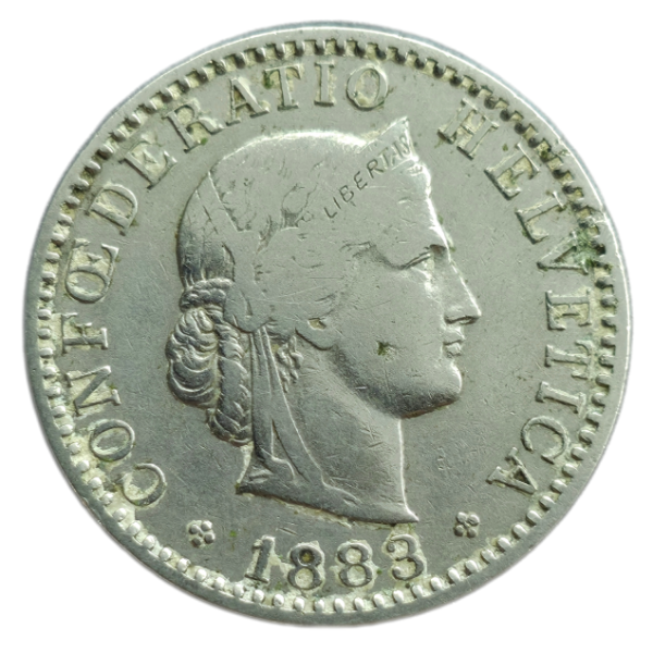 Producto - Suiza 20 Rappen 1883 Federación Km#29 F+