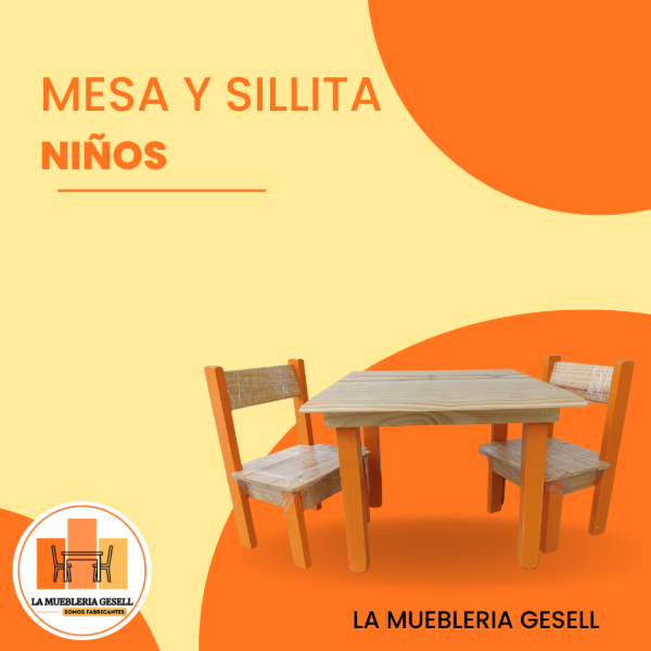 Producto - Combo Infantil Mesa Rectangular + 2 Sillitas Pintadas