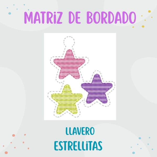 Producto - Matriz de Bordado - Llavero ITH - Estilo Charm - Modelo "Trío de Estrellas"