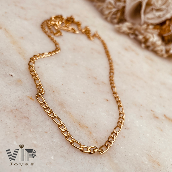 Producto - Cadena Figaro Acero Dorado 45 cm