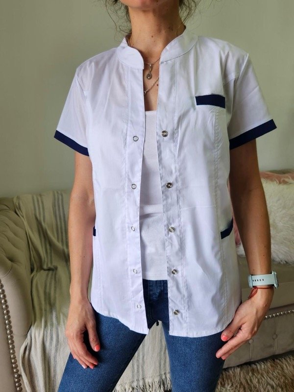 Producto - SIENA SPANDEX LIVIANO (Blanca detalle Azul)