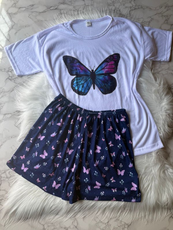 Producto - Pijama animado corto + remera manga corta - Mariposas Azul