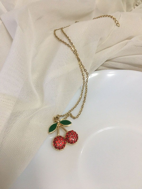 Producto - Cadena Cereza Strass Acero Dorado