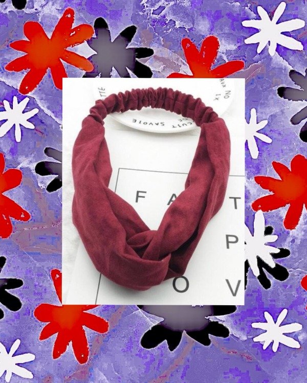 Producto - Vincha cruzada de tela gamuzada Bordó