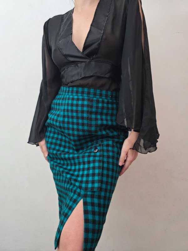 Producto - Falda Midi Verdoso y Negro