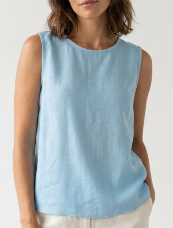Producto - Musculosa con botones en la espalda Lino Liso (Art. 1006)