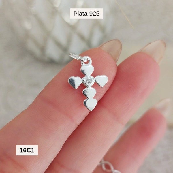 Producto - Dije cruz corazones cubics