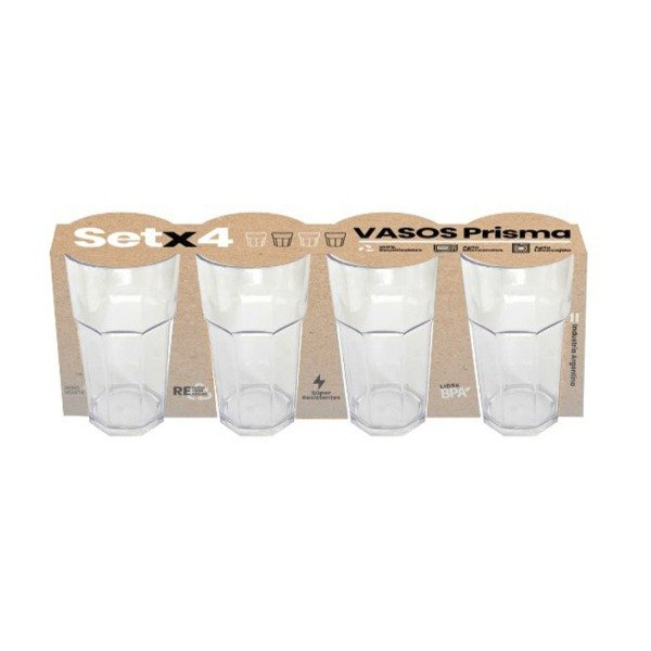 Producto - SET X4 VASO PRISMA 450CC CRISTAL (cod. 6861)