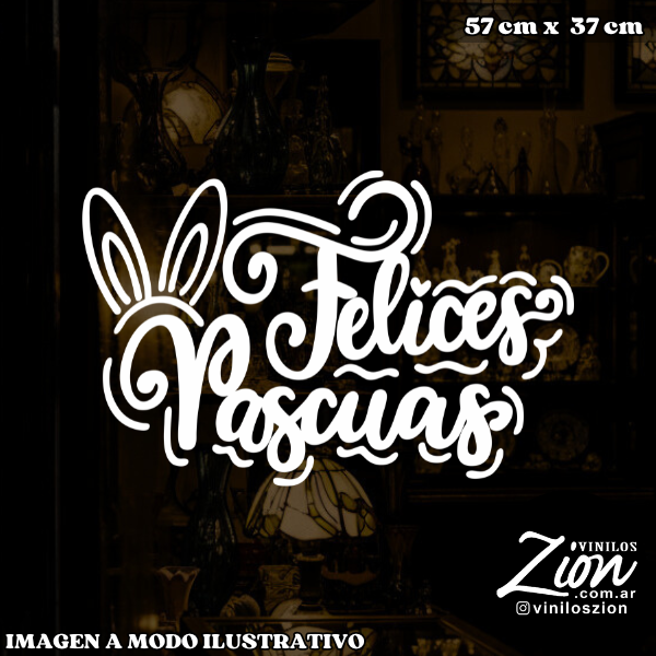 Producto - Vinilo decorativo para vidriera de Felices Pascuas Orejas 3