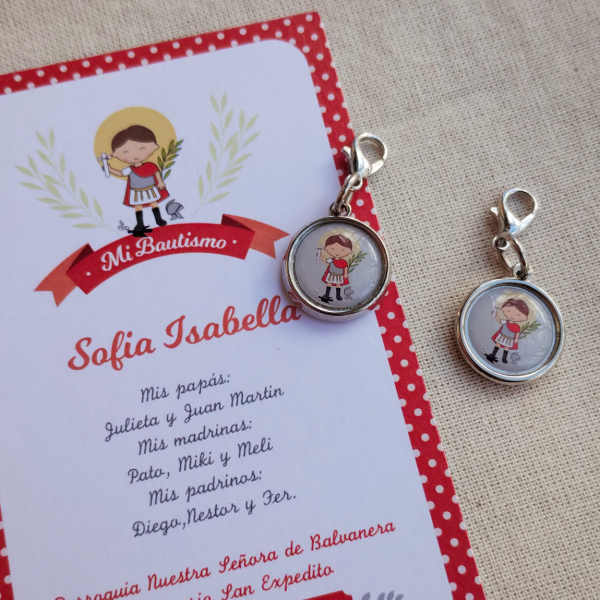Producto - SOUVENIR ESTAMPA + MEDALLITAS PARA COLGAR - BAUTISMO