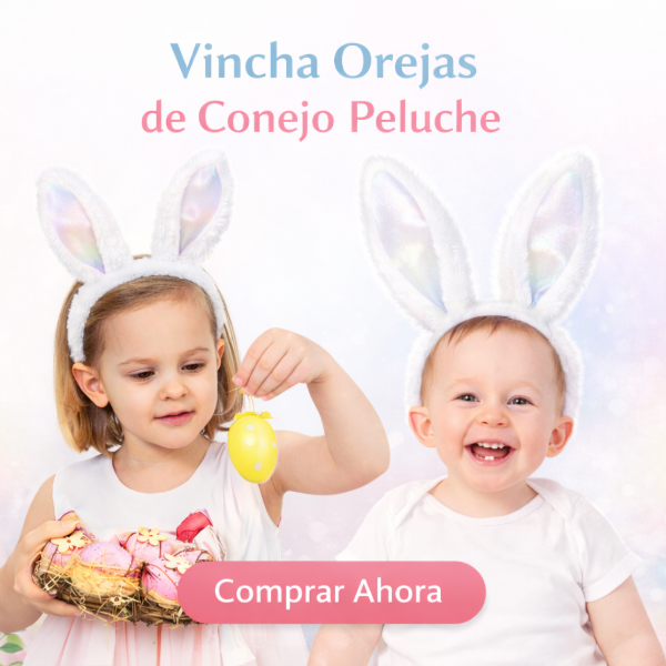 Producto - Vincha oreja de conejo peluche tornasol.  Paq. X 10 unidades