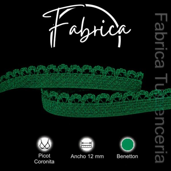 Producto - Picot Coronita Verde Benetton 12mm (1 metro)