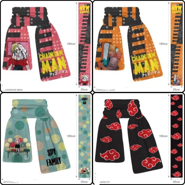 Producto - Bufandas Chainsaw Man - Spy x Family - Akatsuki - Ingrese para elegir