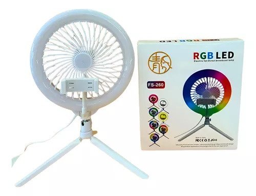Producto - ARO LED RGB C/ VENTILADOR Y TRIPODE DE MESA