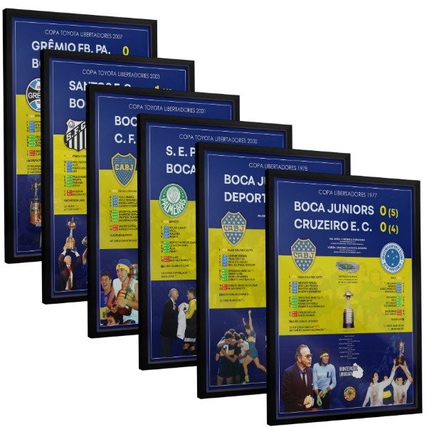 Producto - Set 6 Cuadros Boca Juniors Libertadores 77 78 00 01 03 07
