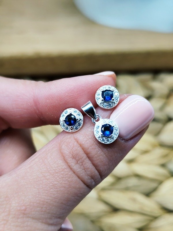 Producto - Conjunto Pilar Azul - (Aros y dije)