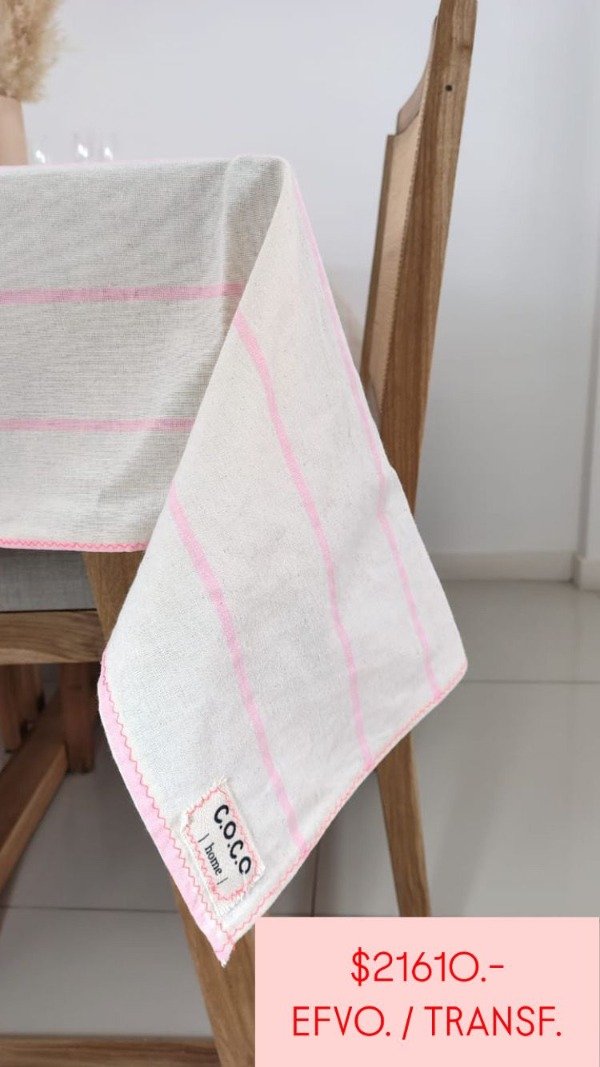 Producto - MANTEL DE MESA - RAYAS ROSAS