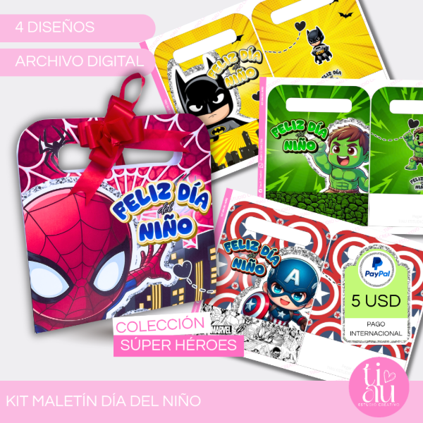 Producto - KIT CAJA MALETIN DIA DEL NIÑO - COLECCIÓN SÚPER HÉROES