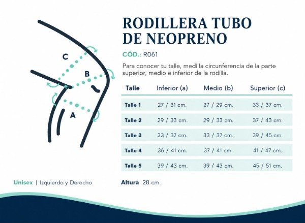 Producto - Rodillera Tubular de Neoprene Anatómica - 1