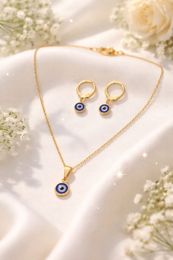 Producto - Conjunto de aretes y collar de ojo turco