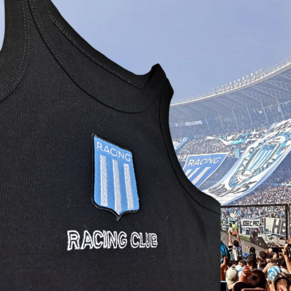 Musculosa de algodón negra blanca de Racing Club — imagen 4