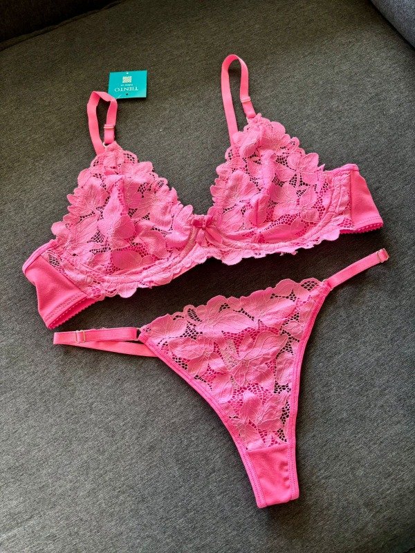 Producto - Conjunto bralette puntilla Tiento art. 816 color PINK talle 95